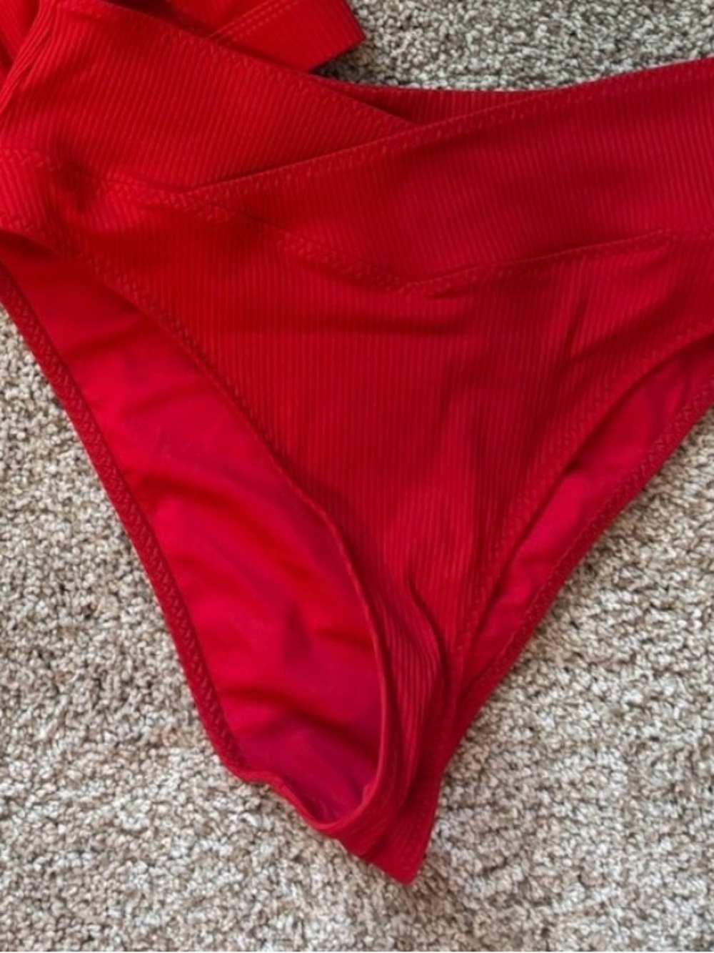 Fabletics Red Ribbed Bikini Bottom